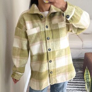 Roolee Green and Tan Plaid Shacket